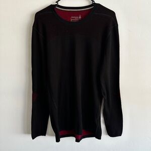 Smartwool Men's Intraknit Thermal Merino Base Layer Crew Black and Red - Large